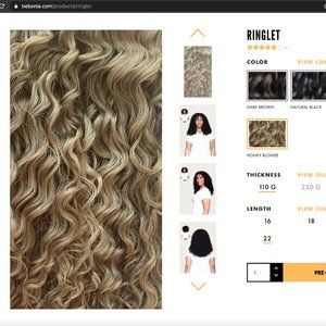 NWT Bebonia22" Ringlet Remy Hair Extensions Blonde